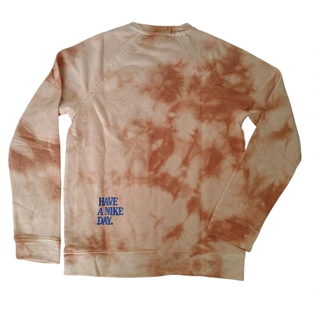 Nike Kids Crewneck Sweatshirt XL Tie Dye Daisy Peach Brown Have A Nike Day NEW